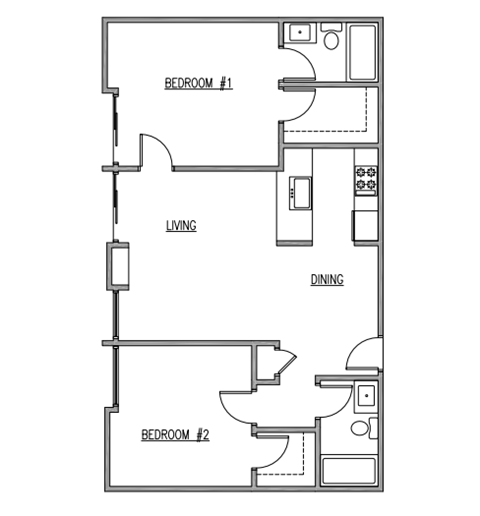 2 Bedroom Floor Plan at The Kenmore Los Feliz, Los Angeles, CA