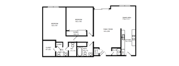 a floor plan of a living room with a closed in floor plan with an open