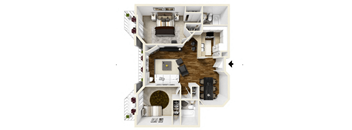 a drawing of the first floor of a house with a bedroom and a living room