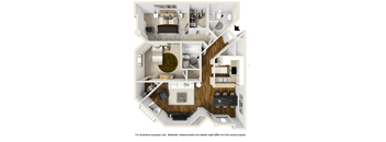 a drawing of the floor plan of a 1 bedroom apartment