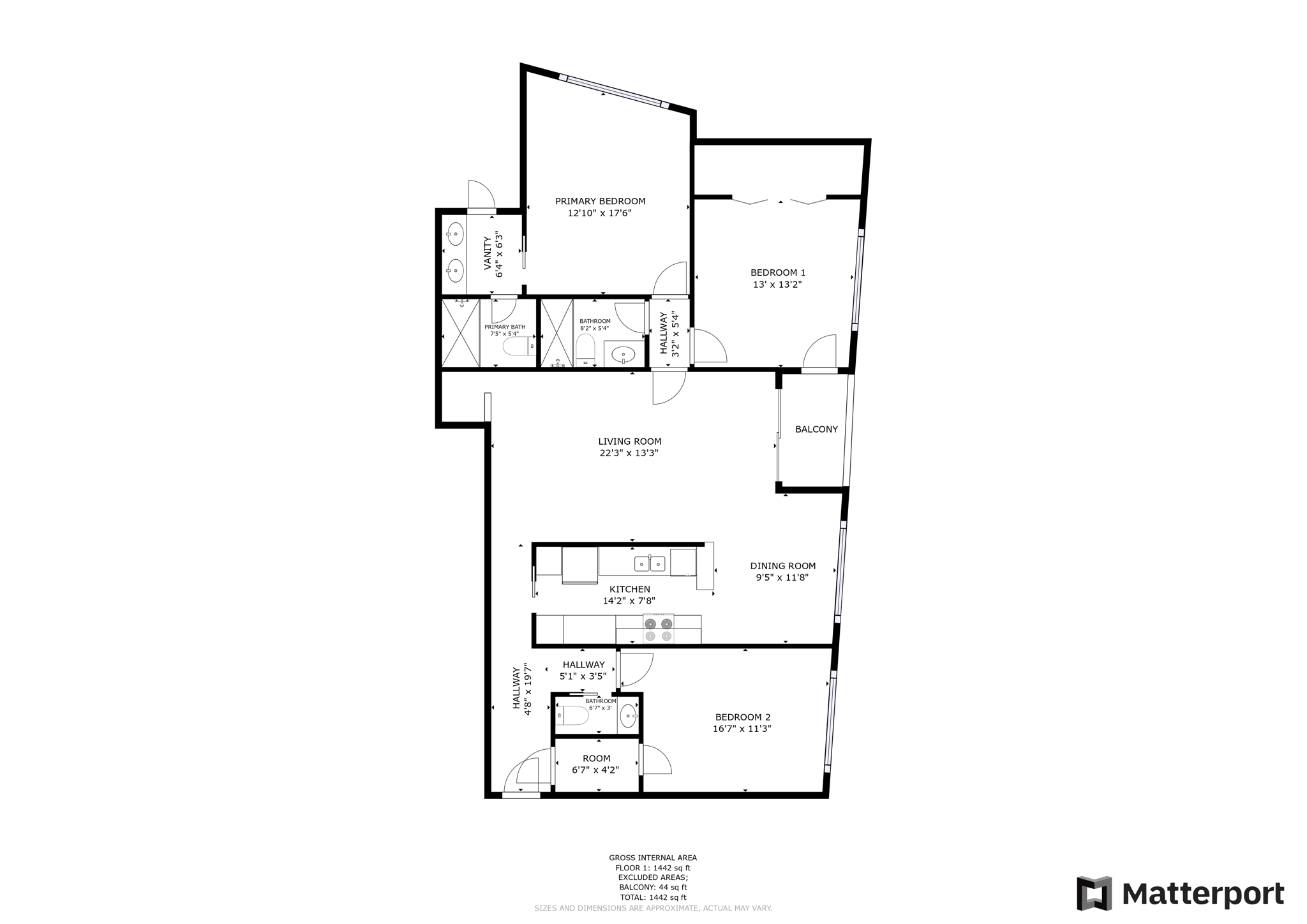 this is a floor plan of a bedroom apartment