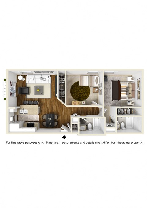 2 Bedroom 2 Bathroom Floor Plan B 863 Sq. Ft. at Waterstone at Metro, Los Angeles, CA, 90034