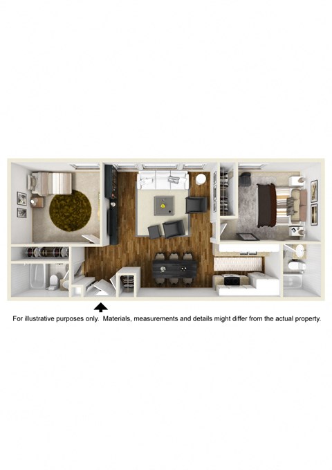 2 Bedroom 2 Bathroom Floor Plan A 852 sq.ft.at Waterstone at Metro, California, 90034