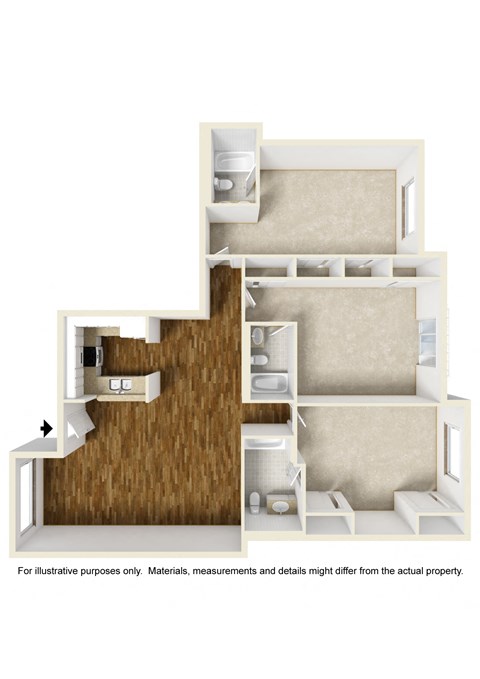 Floor Plan 33e (Shared Room) at 433 Midvale - Student Housing at UCLA, California, 90024