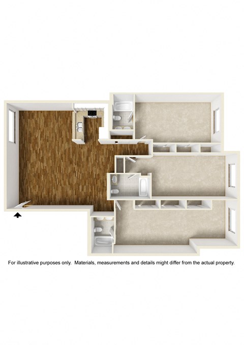 Floor Plan 33i (Shared Room) at 433 Midvale - Student Housing at UCLA, Los Angeles
