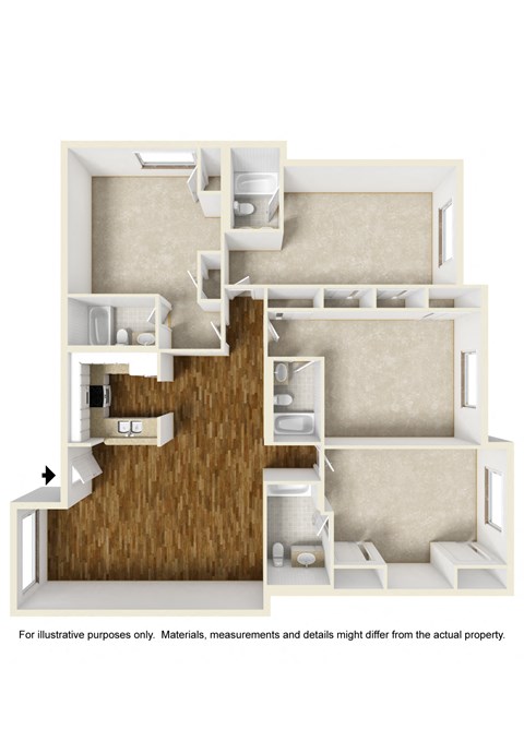 Floor Plan 44a (Shared Room) at 433 Midvale - Student Housing at UCLA, California