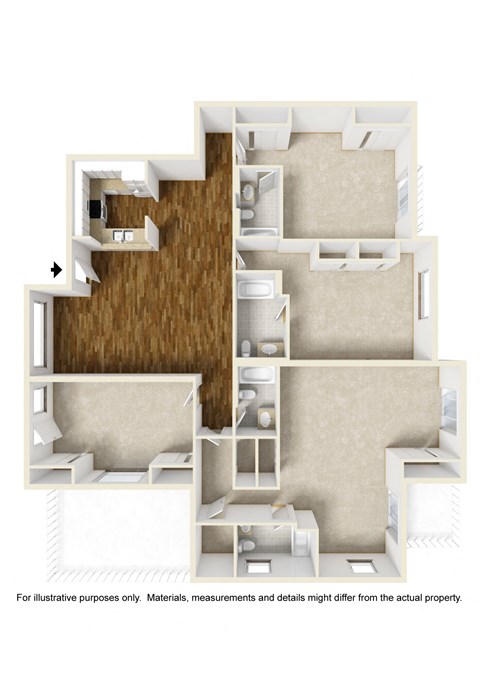 Floor Plan 44b (Shared Room) at 433 Midvale - Student Housing at UCLA, Los Angeles, California
