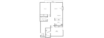 a floor plan of a house with a bedroom and a living room