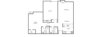 a floor plan of a house with a bedroom and a living room