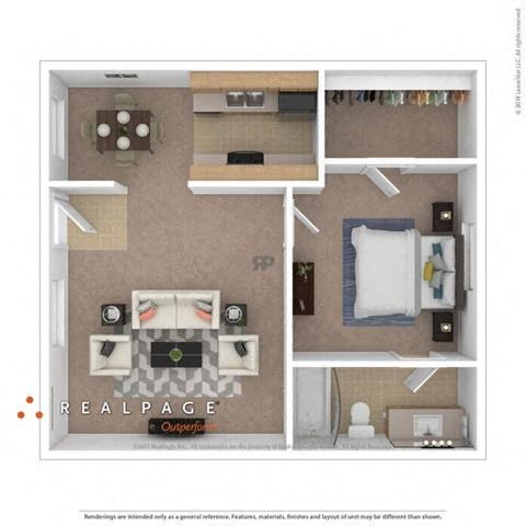 a floor plan of a 1 bedroom apartment