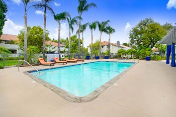our resort style swimming pool at our apartments in the city of palm springs at The Park Apartments, Rancho Cucamonga, California
