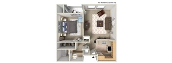 1 bed 1 bath floor plan G at Nobel Court, California, 92122