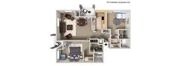 2 bed 2 bath floor plan Gat Nobel Court, San Diego