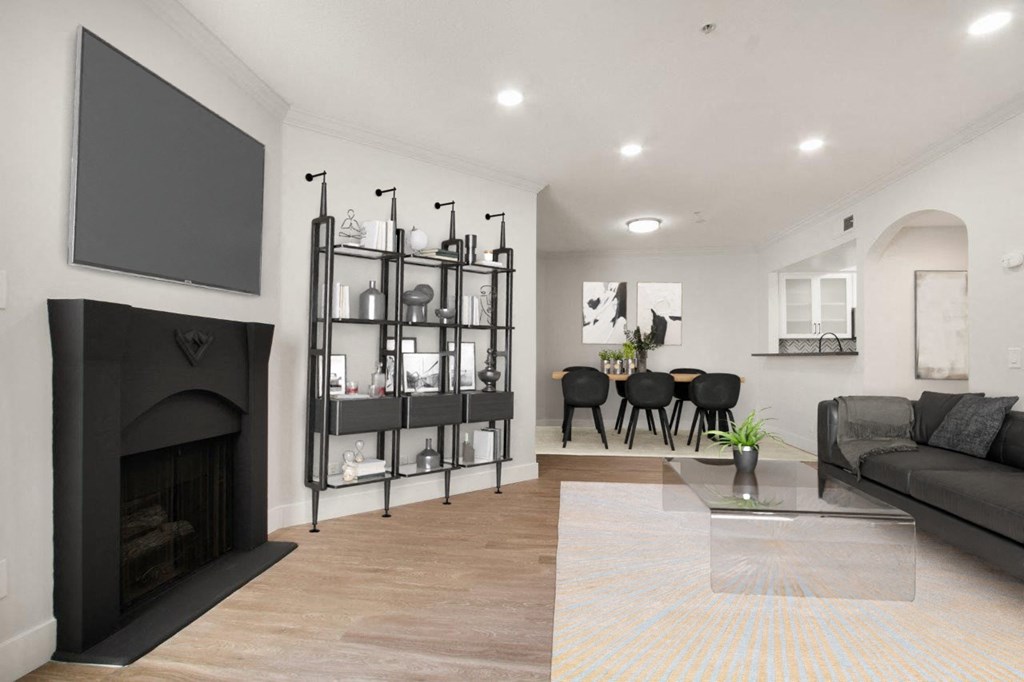 a view of a living room with furniture and lamps at Burton, Los Angeles, California