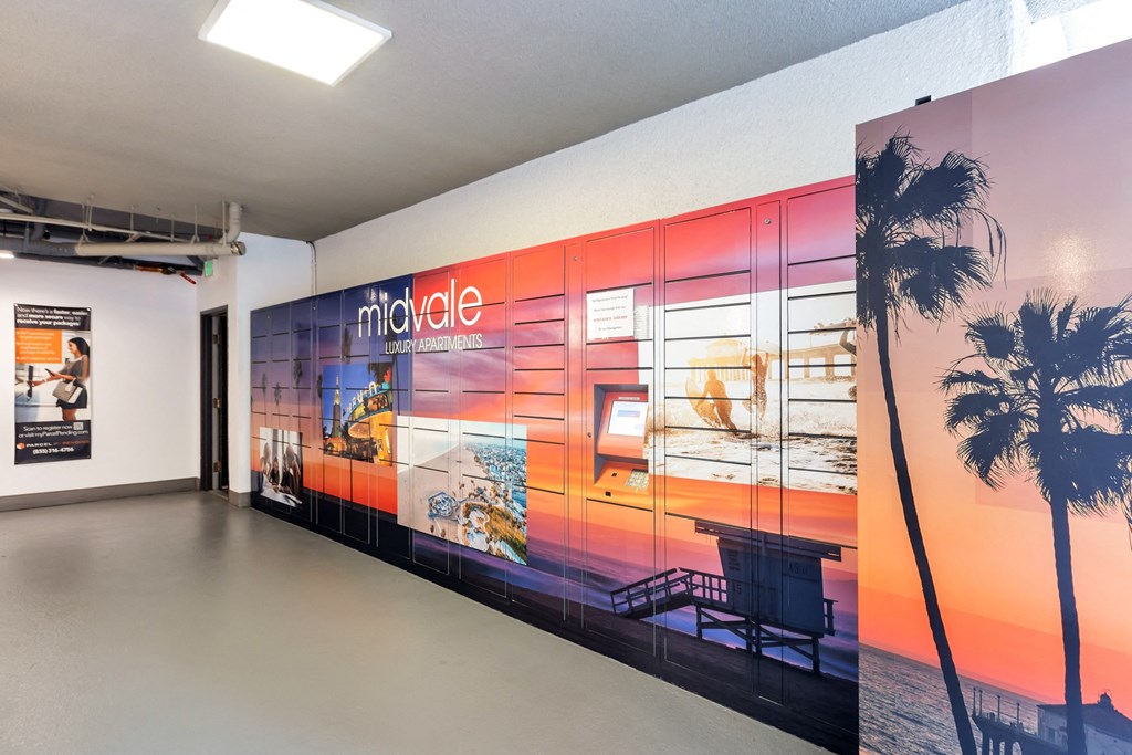 package lockers at Midvale Apartments, California, 90024