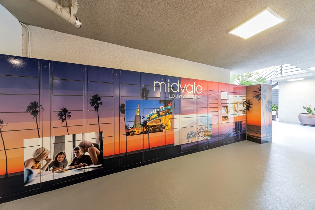 package lockers at Midvale Apartments, California, 90024