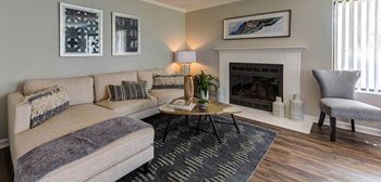 Living Room With Fireplace at The Park Apartments, Rancho Cucamonga,California, 91730