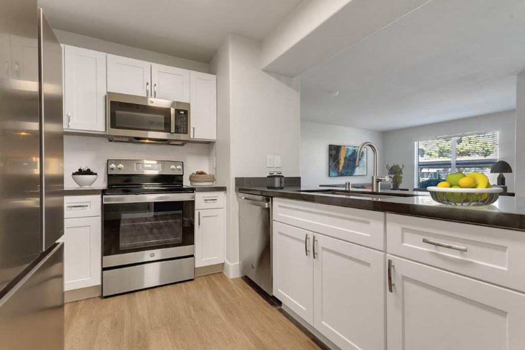 Kitchen cabinets at Bella Terra Apartments, Nevada, 89012