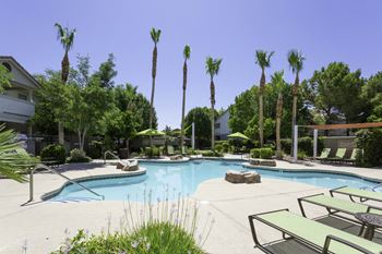 Swimming Pool With Lounge Chairs at Bermuda Terrace, Las Vegas, NV