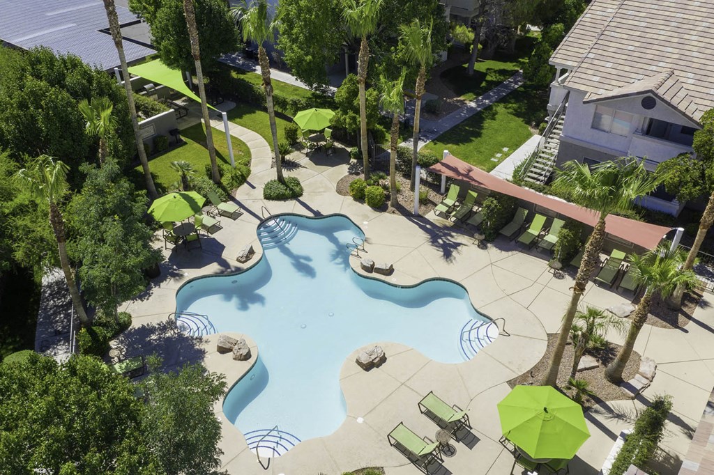 Aerial Pool View at Bermuda Terrace, Las Vegas, NV