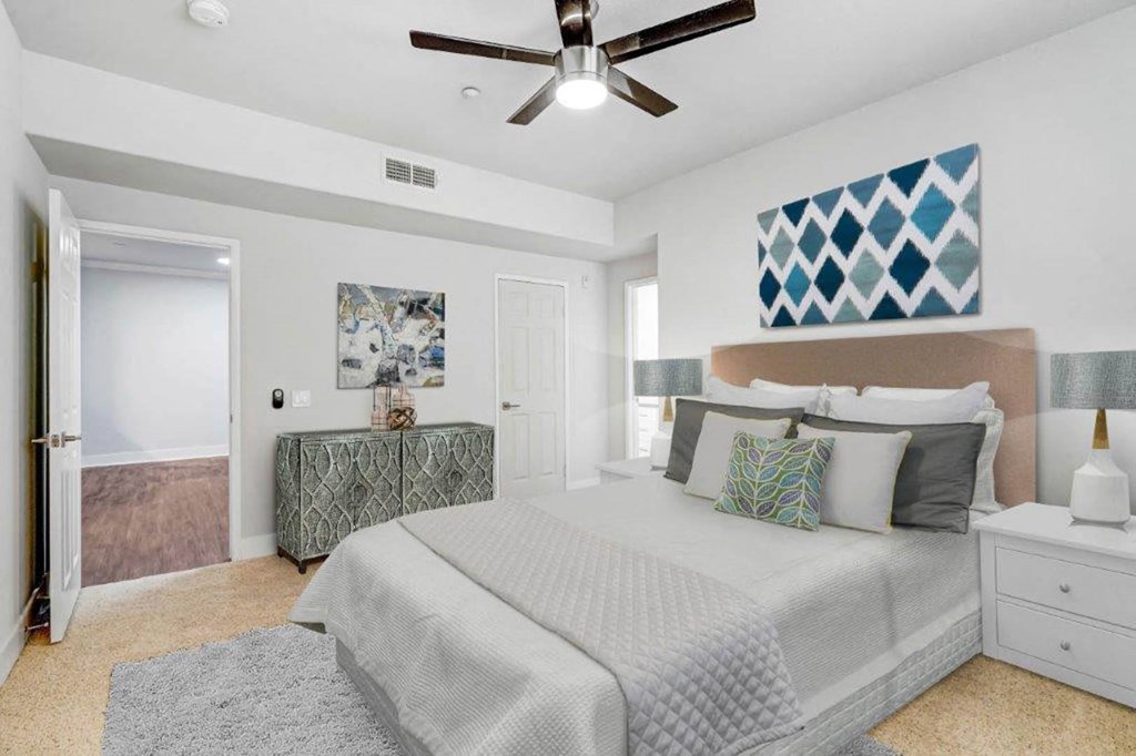 Bedroom With Ceiling Fan at Canyon Crest, Riverside, CA