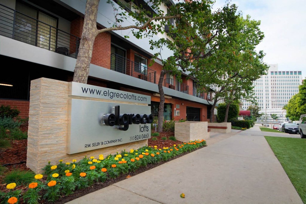 Welcoming Property Signage at El Greco Lofts, Los Angeles, CA
