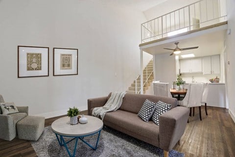Living room decor at Meridian Apartments, Los Angeles, 90066
