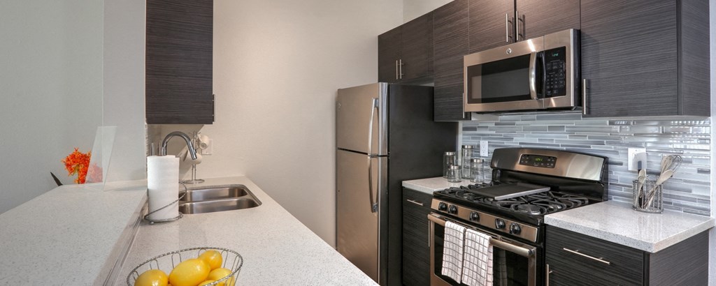 Kitchen appliances at Midvale Apartments, California