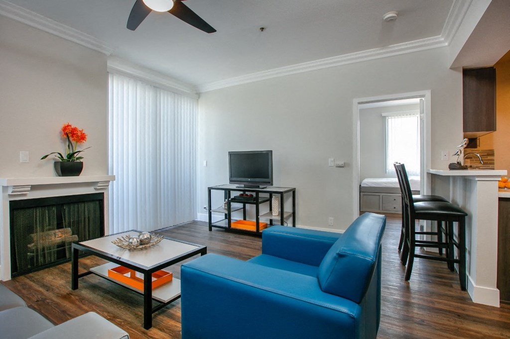 Living room at Midvale Apartments, Los Angeles, California