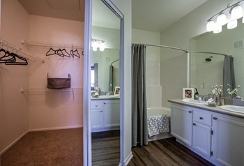 Closet and bath at Milan Apartment Townhomes, Las Vegas, NV - Photo Gallery 36