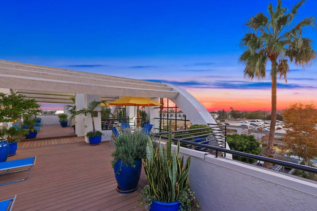 Sundeck view at Palm Royale Apartments, California