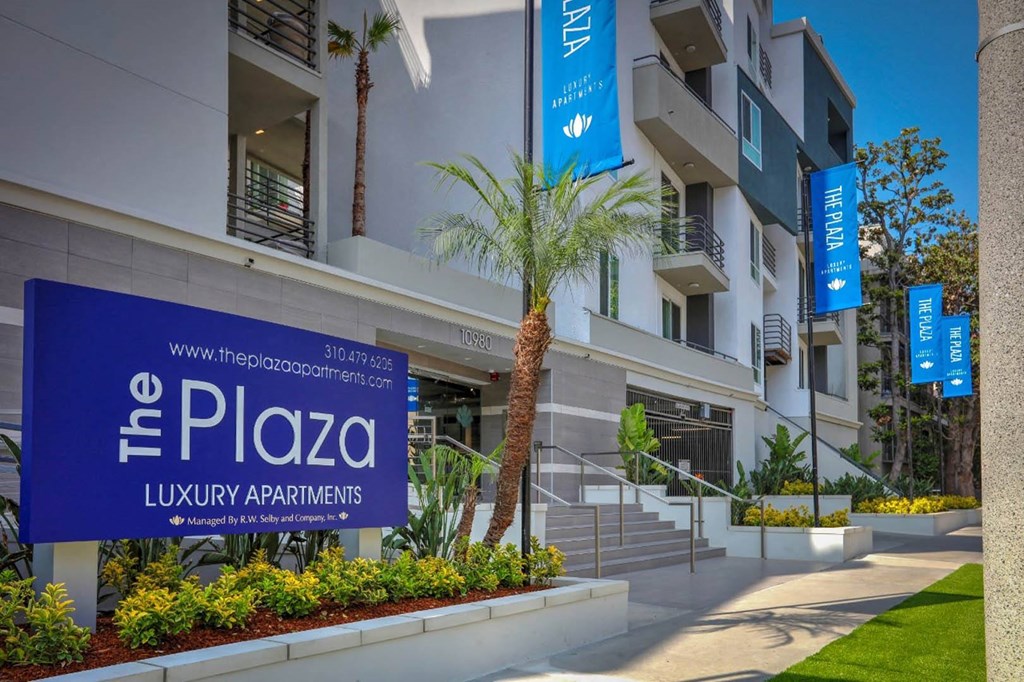 Welcoming Property Signage at The Plaza Apartments, Los Angeles, CA