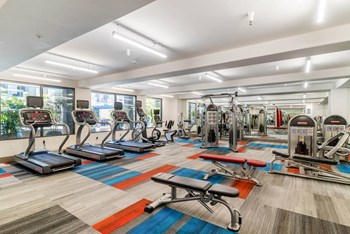 24-Hour Fitness Center With Free Weights at The Adler Apartments, Los Angeles - Photo Gallery 16