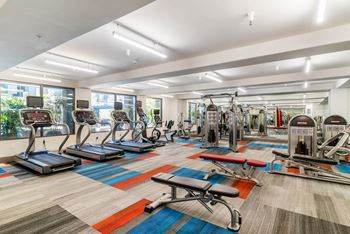 Modern Fitness Center at The Adler Apartments, Los Angeles, CA