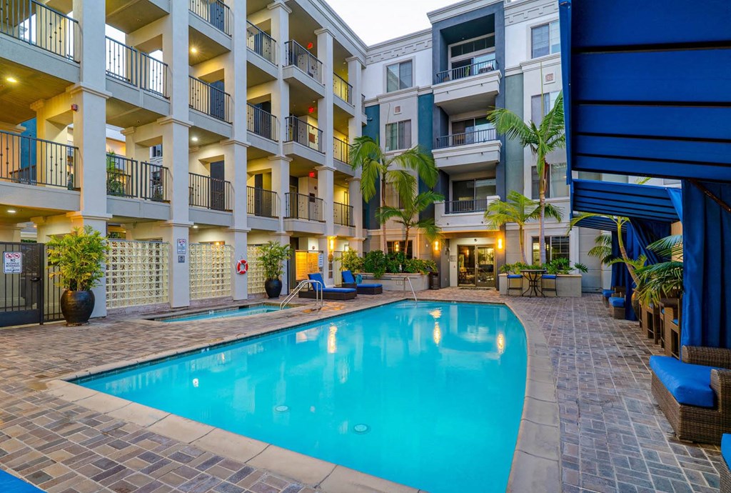 Extensive Resort Inspired Pool Deck at The Adler Apartments, Los Angeles