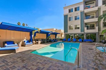 Swimming Pool And Sundeck at The Adler Apartments, Los Angeles, CA