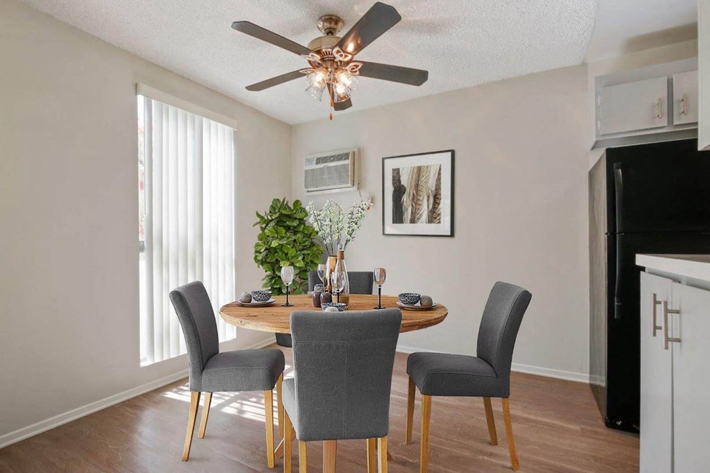Dining room at Rose Apartments, California