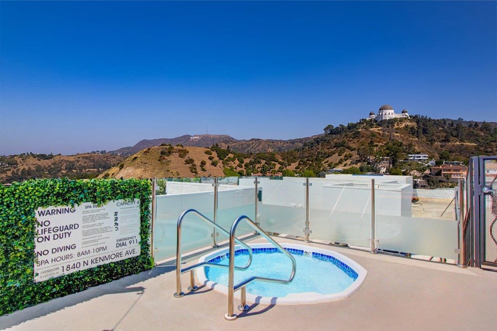 pool a view of the griffith observatory from the top of a hill at The Kenmore Los Feliz, Los Angeles, CA