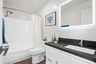 a bathroom with a toilet sink and bathtub - Photo Gallery 5