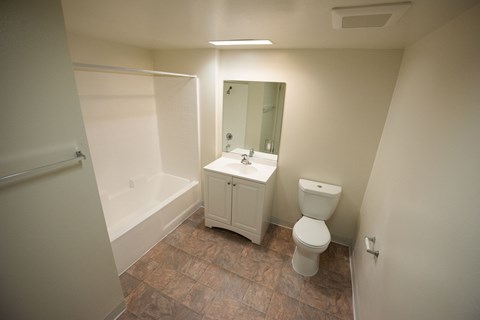 Sample Unit Bathroom with Toilet, Shower and Sink