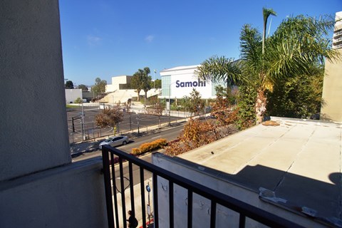 A view from a balcony overlooking a Samohi building.