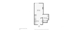 A floor plan of a studio apartment.