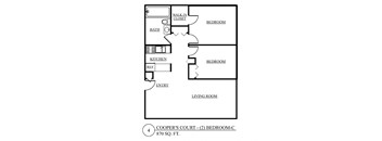 a floor plan of a house with a bedroom and a living room