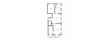 A floor plan of a 5004.5 square feet apartment with a living room, kitchen, flex room, bath, and bedroom.