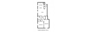 a floor plan of a studio apartment with a bedroom and a living room