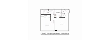 A floor plan of the Country Village Apartments 1 Bedroom A.