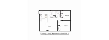 A floor plan of the Country Village Apartments 2 Bedroom A.