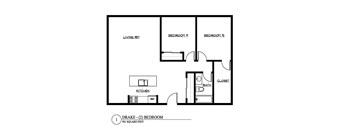 a floor plan of a 1 bedroom floor plan