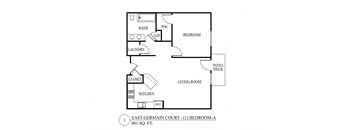 a floor plan of a house with a bedroom and a living room