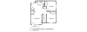 a floor plan of a house with a bedroom and a living room